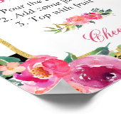 Fuchsia Pink Floral Brautparty Mimosa Bar Sign Poster (Ecke)