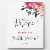 Fuchsia Pink Floral  Bridal Shower Welcome  Fotoplatte (Vorderseite)
