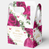 Fuchsia Pink Floral Brown Girl Sweet Quinceañera Geschenkschachtel (Offen)