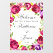 Fuchsia Pink Floral Chic Romantische Hochzeit Will Fensteraufkleber (Blatt)