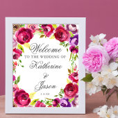 Fuchsia Pink Floral Chic Romantische Hochzeit Will Poster