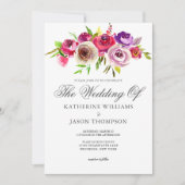 Fuchsia Pink Floral Eleganter Frühlingsgarten Hoch Einladung (Vorderseite)