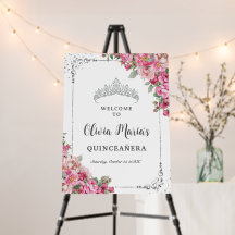 Fuchsia Pink Floral Quinceañera Mis Quince Welcome