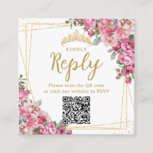 Fuchsia Pink Floral Quinceanera Sweet 16 UAWG QR Begleitkarte