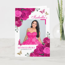 Fuchsia Pink Floral Quinceanera Tiara Butterflies