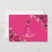 Fuchsia Pink Floral Quinceñera Prinzessin Antwort (Rückseite)