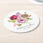 Fuchsia Pink Floral Romantischer Garten Hochzeit Runder Pappuntersetzer (Angewinkelt)