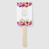 Fuchsia Pink Floral Romantischer Rose Hochzeit Fächer (Rückseite)