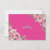 Fuchsia Pink Floral Silver Prinzessin Quinceanera RSVP Karte (Rückseite)