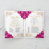 Fuchsia Pink Floral Tiara Quinceanera Programm (Innenseite)