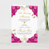 Fuchsia Pink Floral Tiara Quinceanera Programm (Rückseite)