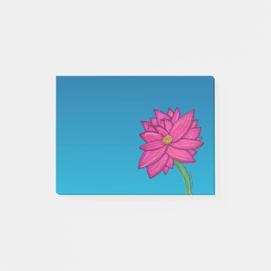 Fuchsia Pink Flower Wide Post-It Notes Post-it Klebezettel (Vorderseite)