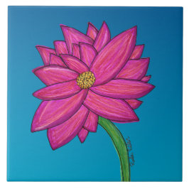 Fuchsia Pink Flower with blue background Fliese