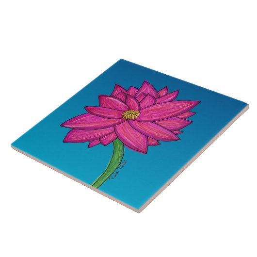 Fuchsia Pink Flower with blue background Fliese (Seite)