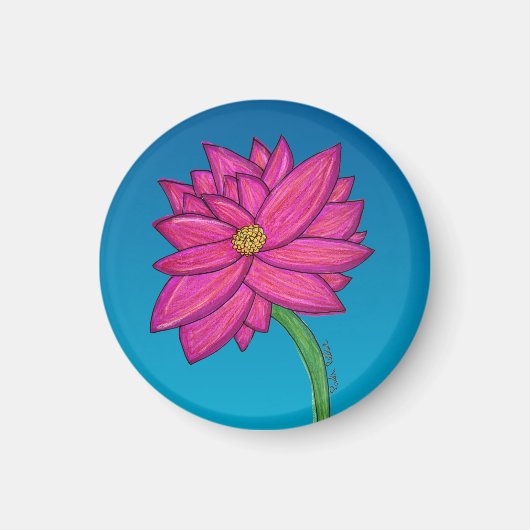 Fuchsia Pink Flower with blue background Magnet (Vorne)