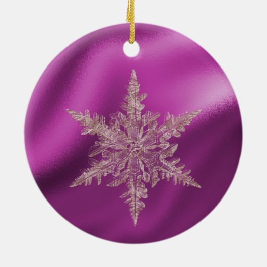 Fuchsia Pink Foil, Baby 1. Weihnachten Keramik Ornament (Hinten)