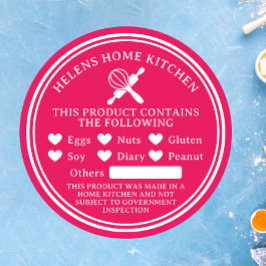 Fuchsia Pink Food Allergy Alert Bakery Sticker