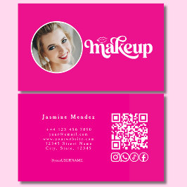 Fuchsia Pink Foto MUA QR-Code Social Icons  Visitenkarte