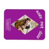 Fuchsia Pink Foto Wedding Save the Date Magnet (Horizontal)