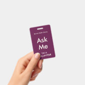 Fuchsia Pink Frag Me Abzeichen für Freiwillige Ausweis (Handheld)