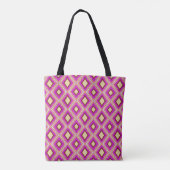 Fuchsia Pink Gelbe Diamantmuster Tasche (Rückseite)