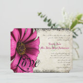 Fuchsia Pink Gerber Daisy Wedding Einladung (Stehend Vorderseite)