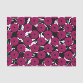 Fuchsia Pink Gerbera Daisy Black/White Swirl Girl Seidenpapier