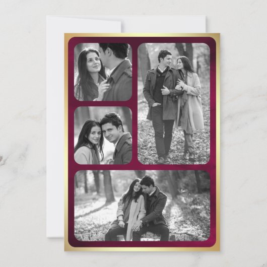 Fuchsia Pink Gold Abstrakt Fluid Ink Foto Hochzeit Einladung (Rückseite)