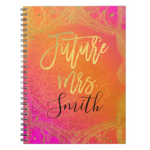 Fuchsia Pink Gold Indian Mandala Future Mrs. Notizblock