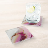 Fuchsia Pink Gold Infusion Glasuntersetzer (Schrägansicht)