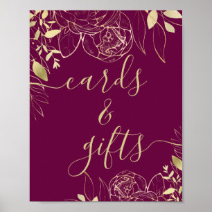 Fuchsia Pink & Gold Moderne Blumenkarten & Geschen Poster