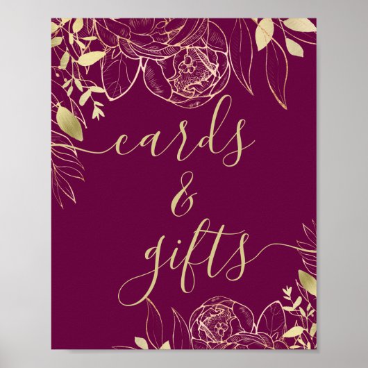 Fuchsia Pink & Gold Moderne Blumenkarten & Geschen Poster (Vorne)
