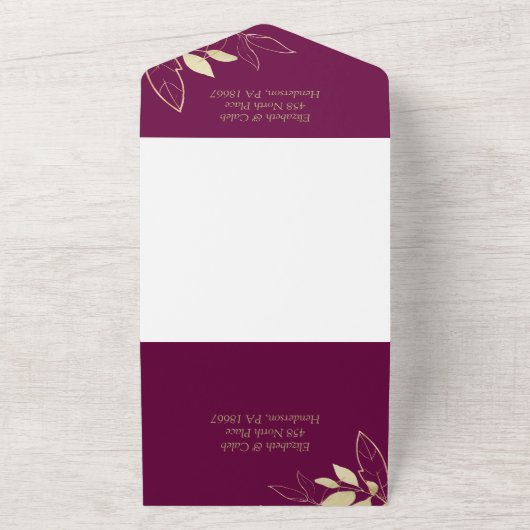 Fuchsia Pink & Gold Peony Toile All In One Einladung (Außenbereich)