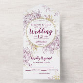 Fuchsia Pink & Gold Peony Toile All In One Einladung (Innen Boden)