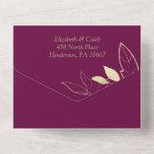 Fuchsia Pink & Gold Peony Toile All In One Einladung (Rückseite)