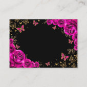 Fuchsia Pink Gold Quinceanera Reception Details Begleitkarte (Rückseite)