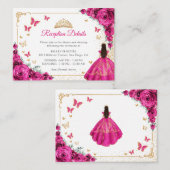 Fuchsia Pink Gold Quinceanera Reception Details Begleitkarte (Vorne/Hinten)