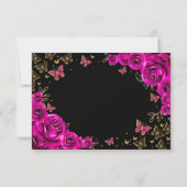 Fuchsia Pink Gold Quinceanera Reply RSVP Karte (Rückseite)