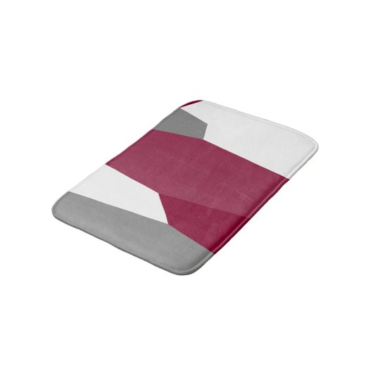 Fuchsia Pink Grau und Weiß Badematte (Schrägansicht)