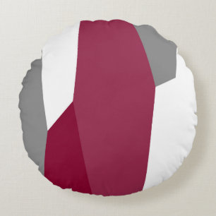 Fuchsia Pink Grau und Weiß Rundes Kissen