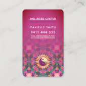 Fuchsia Pink & Green Mandala Balance Yoga New Age Visitenkarte (Rückseite)