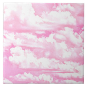 Fuchsia Pink Happy Clouds Dekoration Fliese