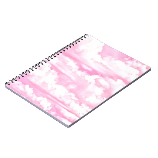 Fuchsia Pink Happy Clouds Dekoration Notizblock (Linke Seite)