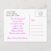 FUCHSIA PINK HEART FOTO SAVE THE DATE ANKÜNDIGUNGSPOSTKARTE (Rückseite)