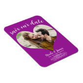 Fuchsia Pink Heart Foto Wedding Save the Date Magnet (Rechte Seite)