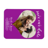 Fuchsia Pink Heart Foto Wedding Save the Date Magnet (Horizontal)