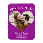 Fuchsia Pink Heart Foto Wedding Save the Date Magnet (Vertikal)
