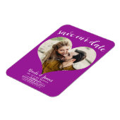 Fuchsia Pink Heart Foto Wedding Save the Date Magnet (Linke Seite)