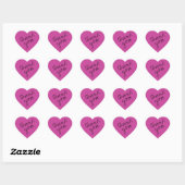 Fuchsia Pink Herz Danke Sticker (Blatt)