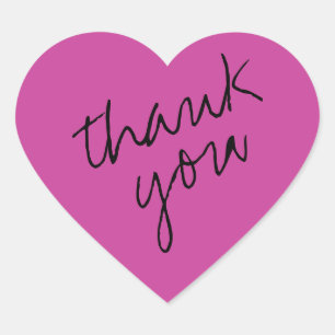 Fuchsia Pink Herz Danke Sticker